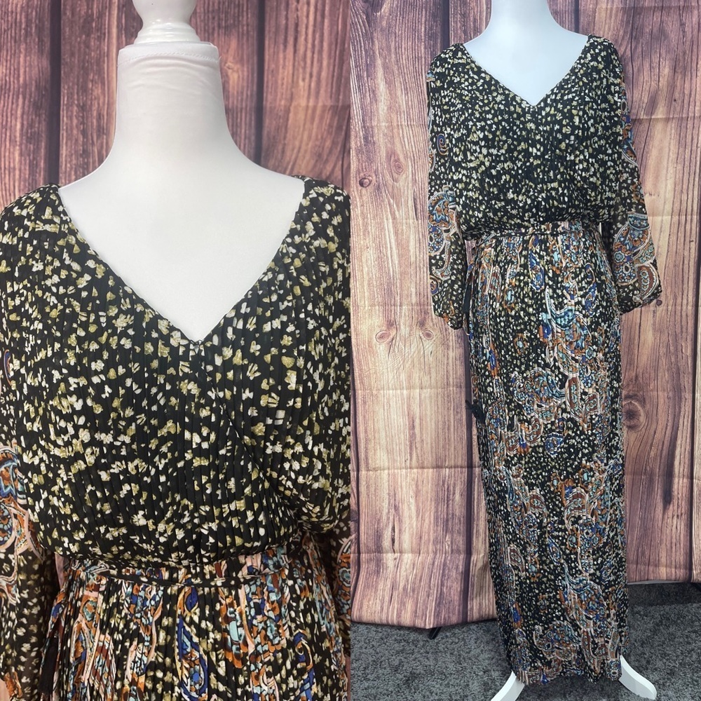 DR2 boho paisley lined boho 3/4 sleeves tassels dress women’s size S?